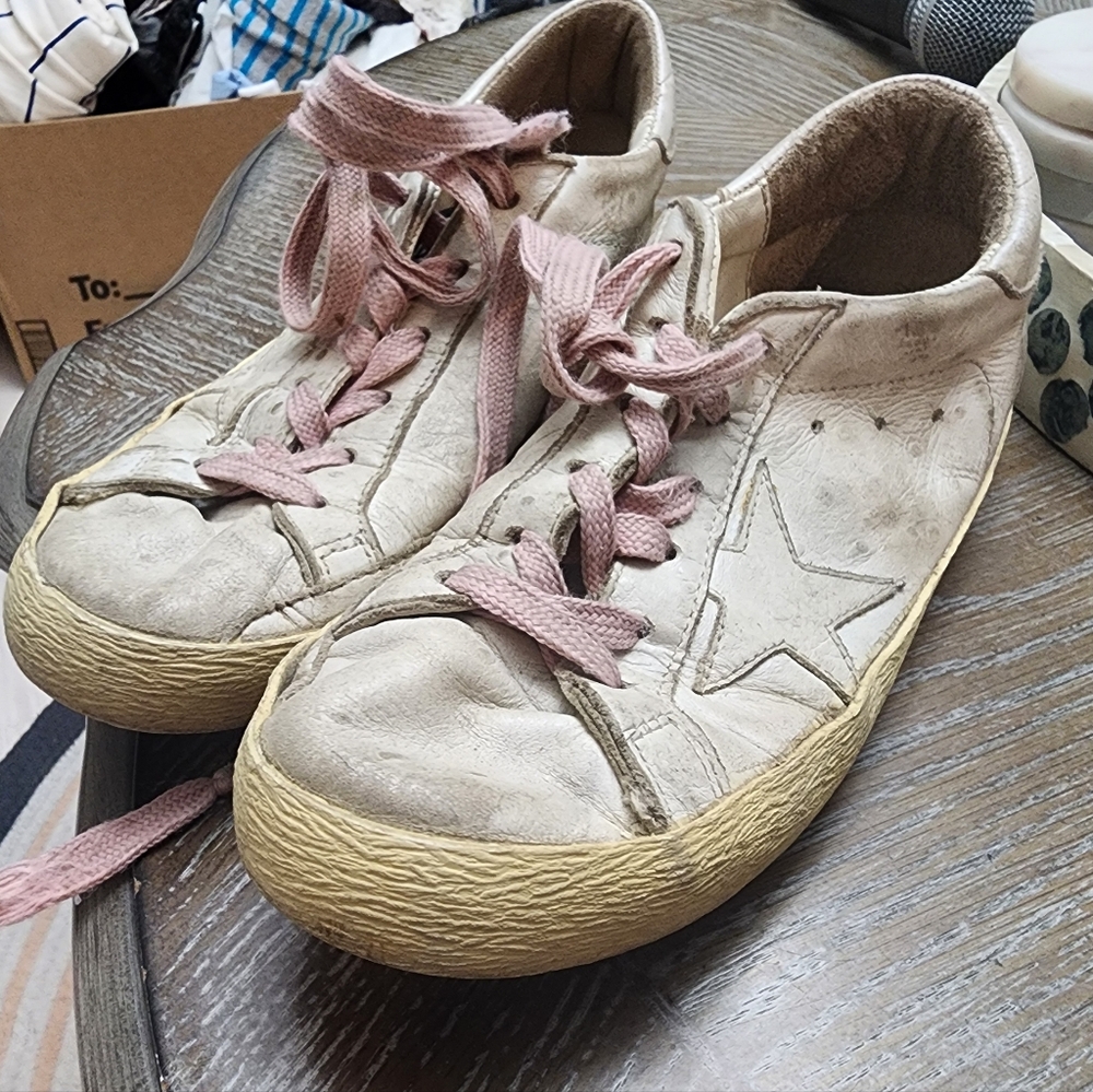 Golden Goose Superstar Sneakers White Ostrich-Embossed Leather